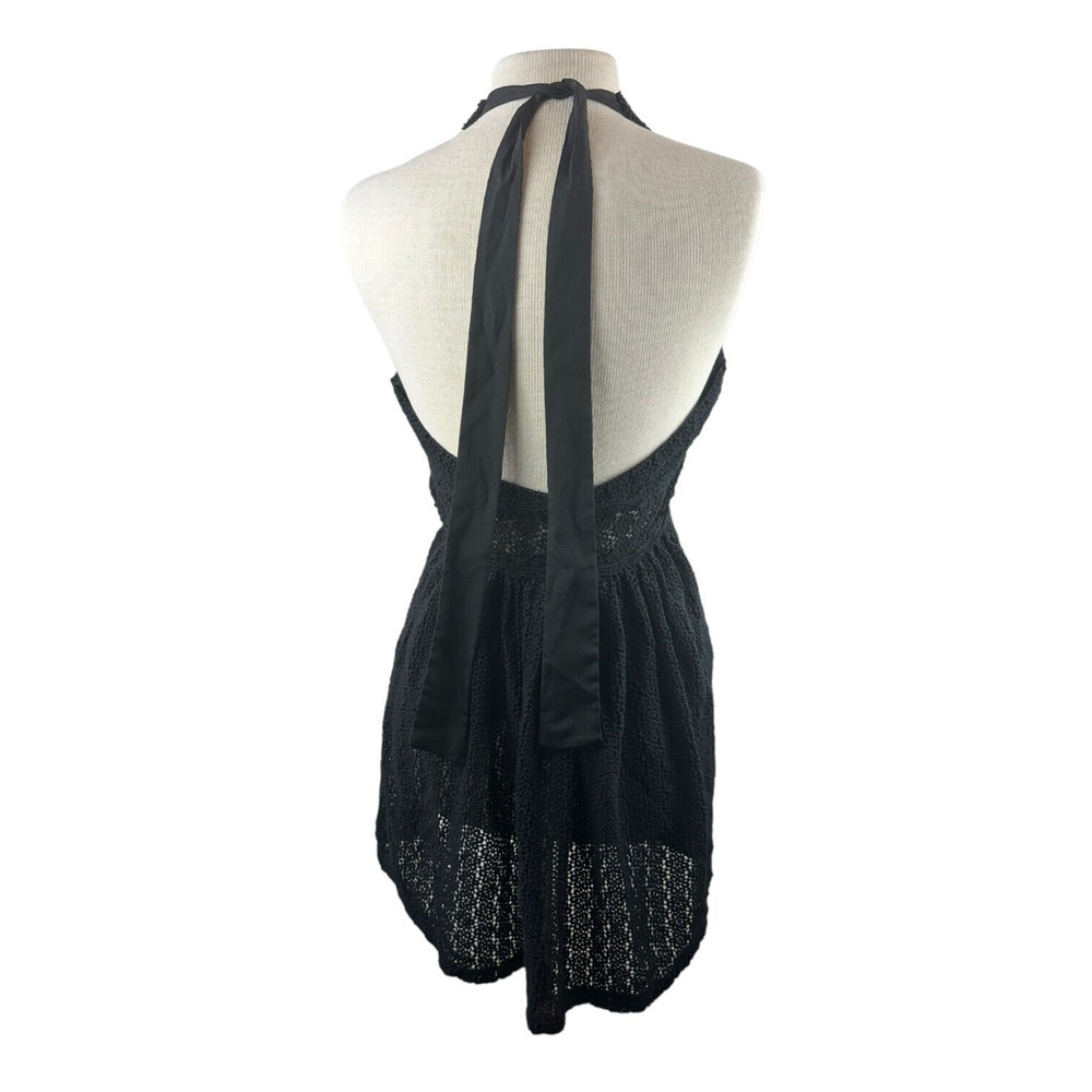 Free People So Sweetly Halter Mini Dress Crochet Black No Size Tag S *Read Desc - Picture 6 of 12